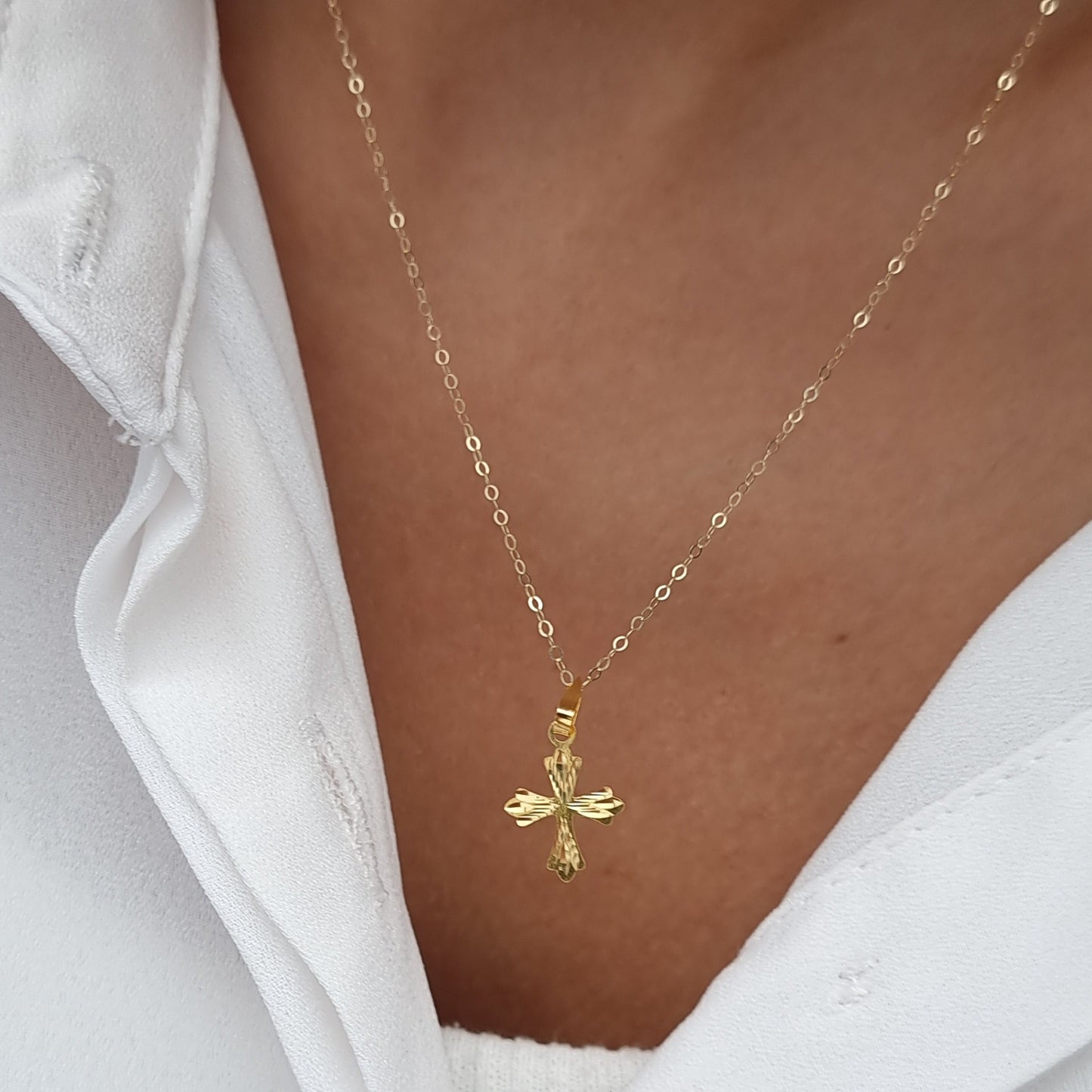 18K Pure Gold Cross Necklace