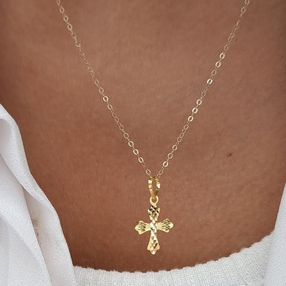 18K Pure Gold Cross Necklace
