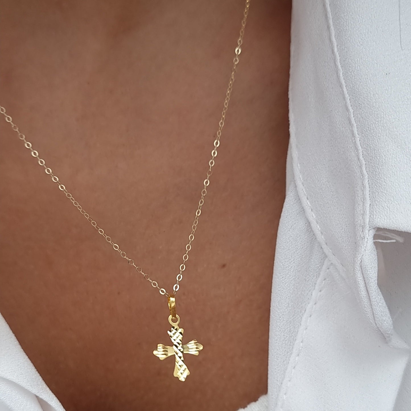 18K Pure Gold Cross Necklace