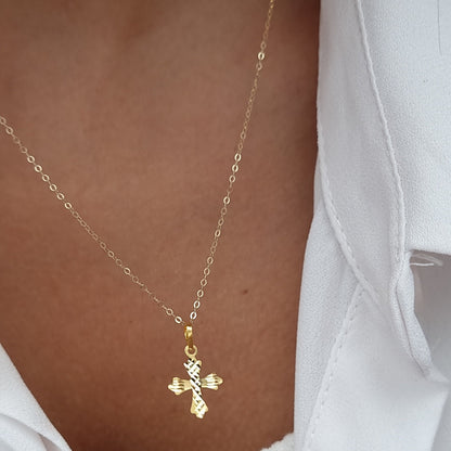 18K Pure Gold Cross Necklace