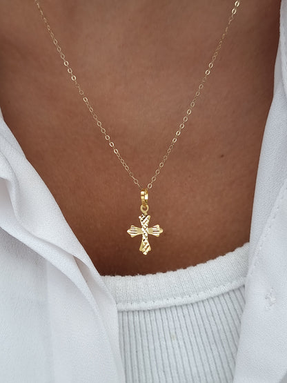 18K Pure Gold Cross Necklace