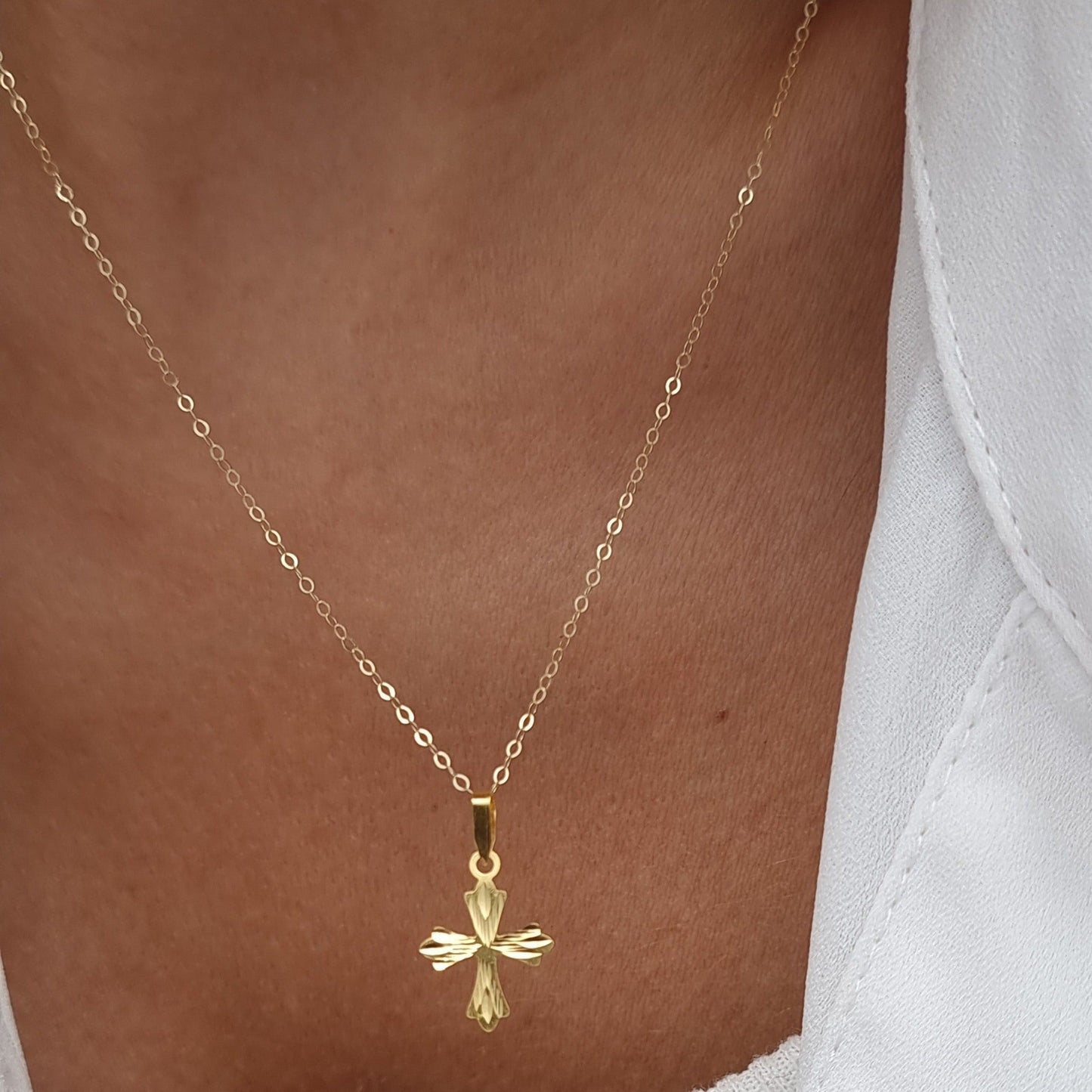 18K Pure Gold Cross Necklace