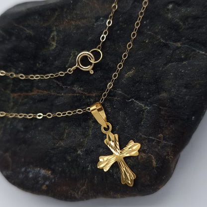 18K Pure Gold Cross Necklace