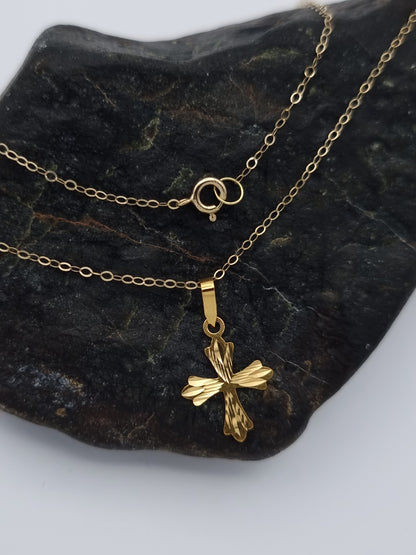 18K Pure Gold Cross Necklace
