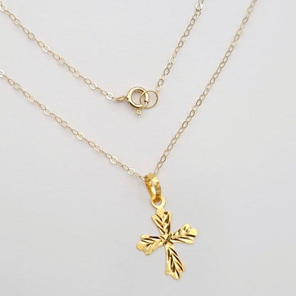 18K Pure Gold Cross Necklace