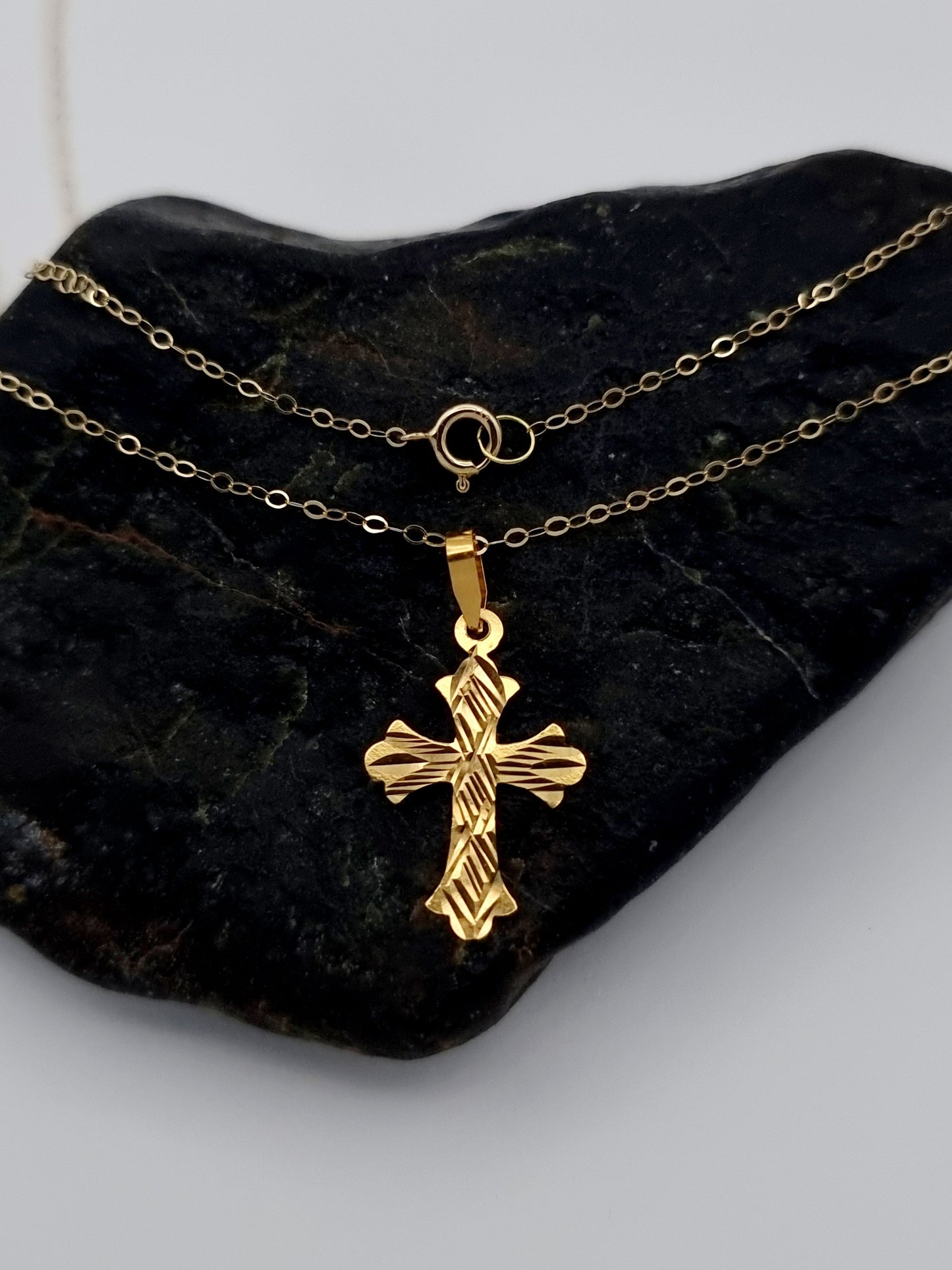 18K Pure Gold Cross Necklace