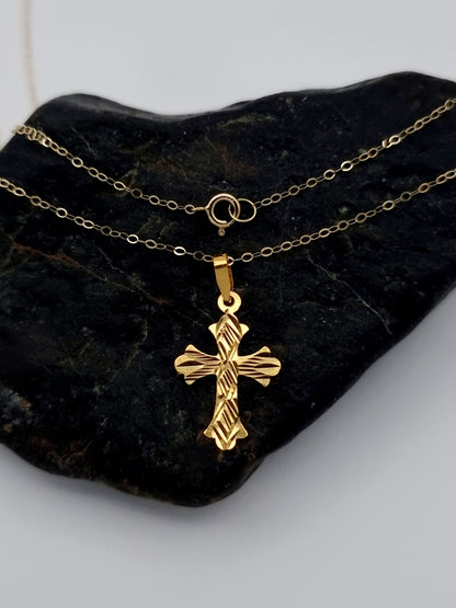 18K Pure Gold Cross Necklace
