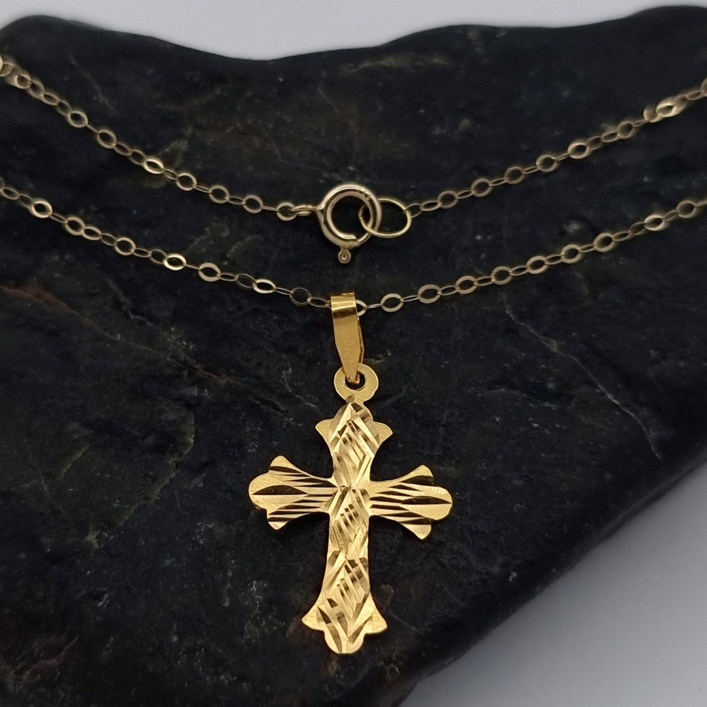18K Pure Gold Cross Necklace