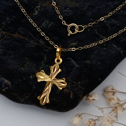 18K Pure Gold Cross Necklace