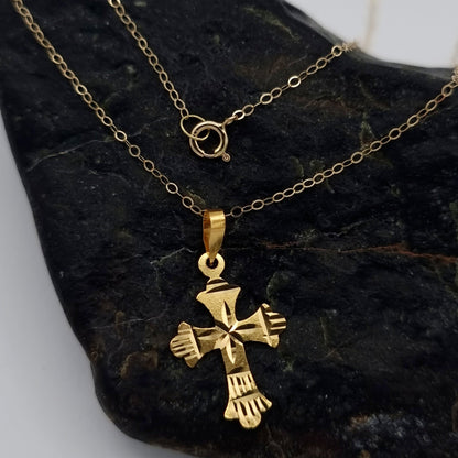 18K Pure Gold Cross Necklace