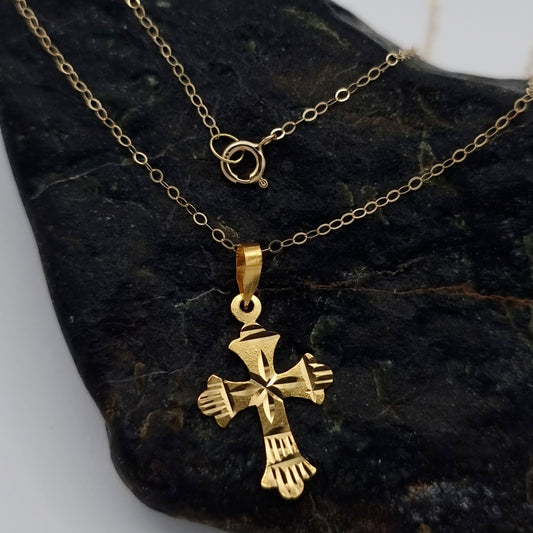 18K Pure Gold Cross Necklace