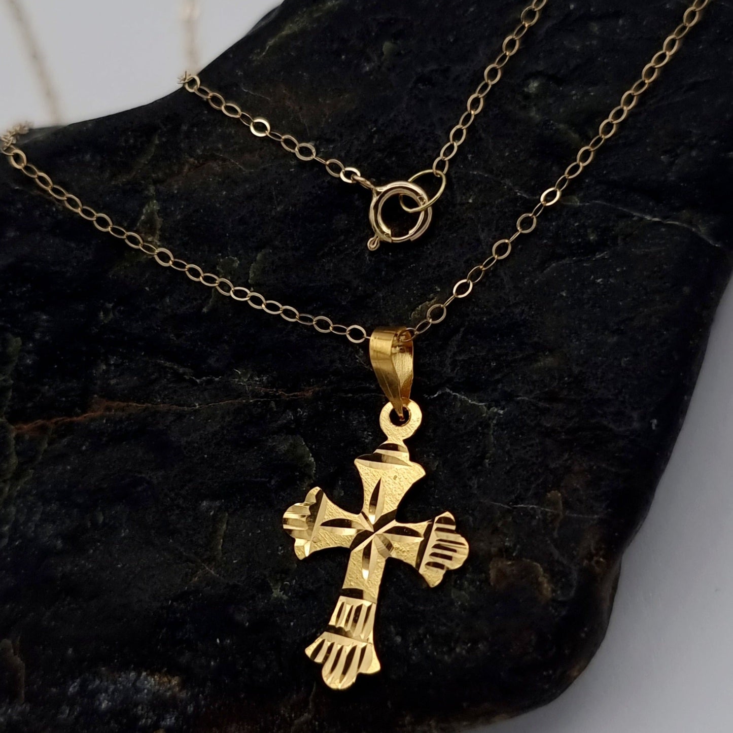 18K Pure Gold Cross Necklace