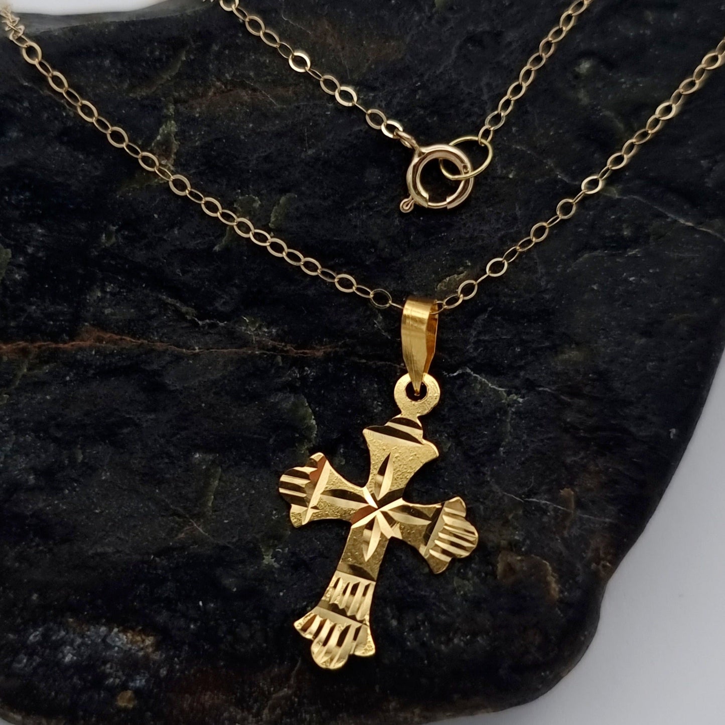 18K Pure Gold Cross Necklace