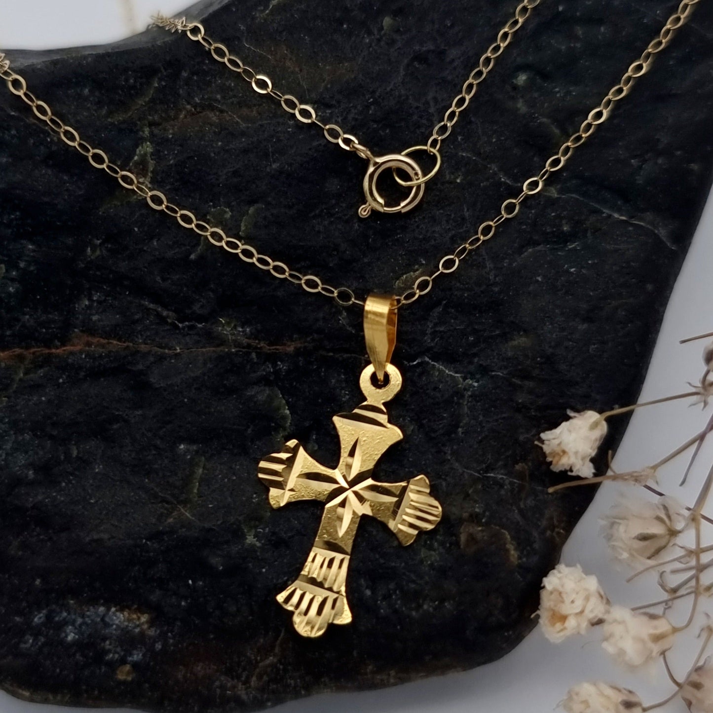 18K Pure Gold Cross Necklace