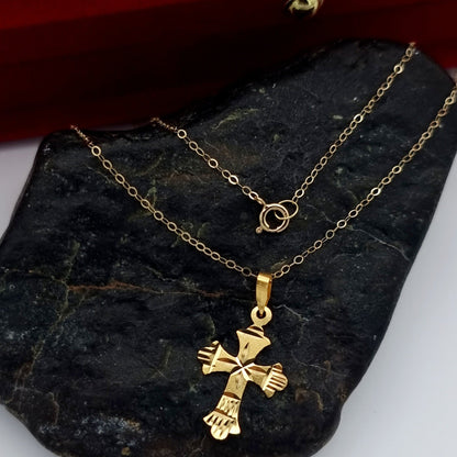 18K Pure Gold Cross Necklace