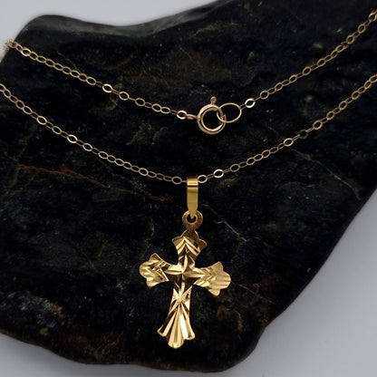 18K Pure Gold Cross Necklace
