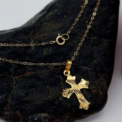 18K Pure Gold Cross Necklace