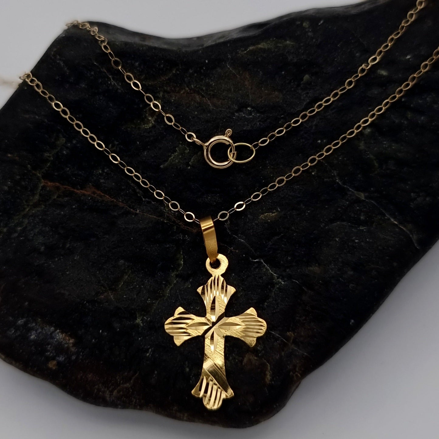 18K Pure Gold Cross Necklace