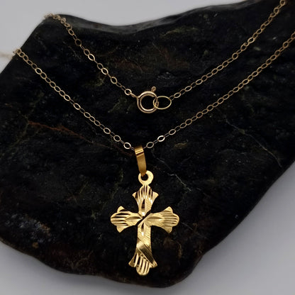 18K Pure Gold Cross Necklace