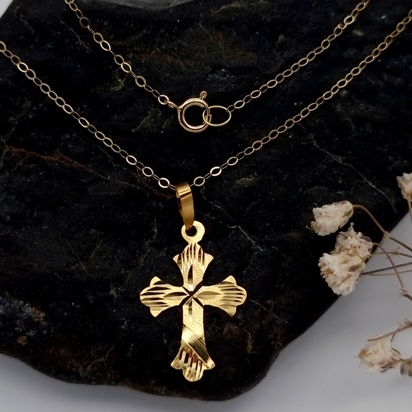 18K Pure Gold Cross Necklace