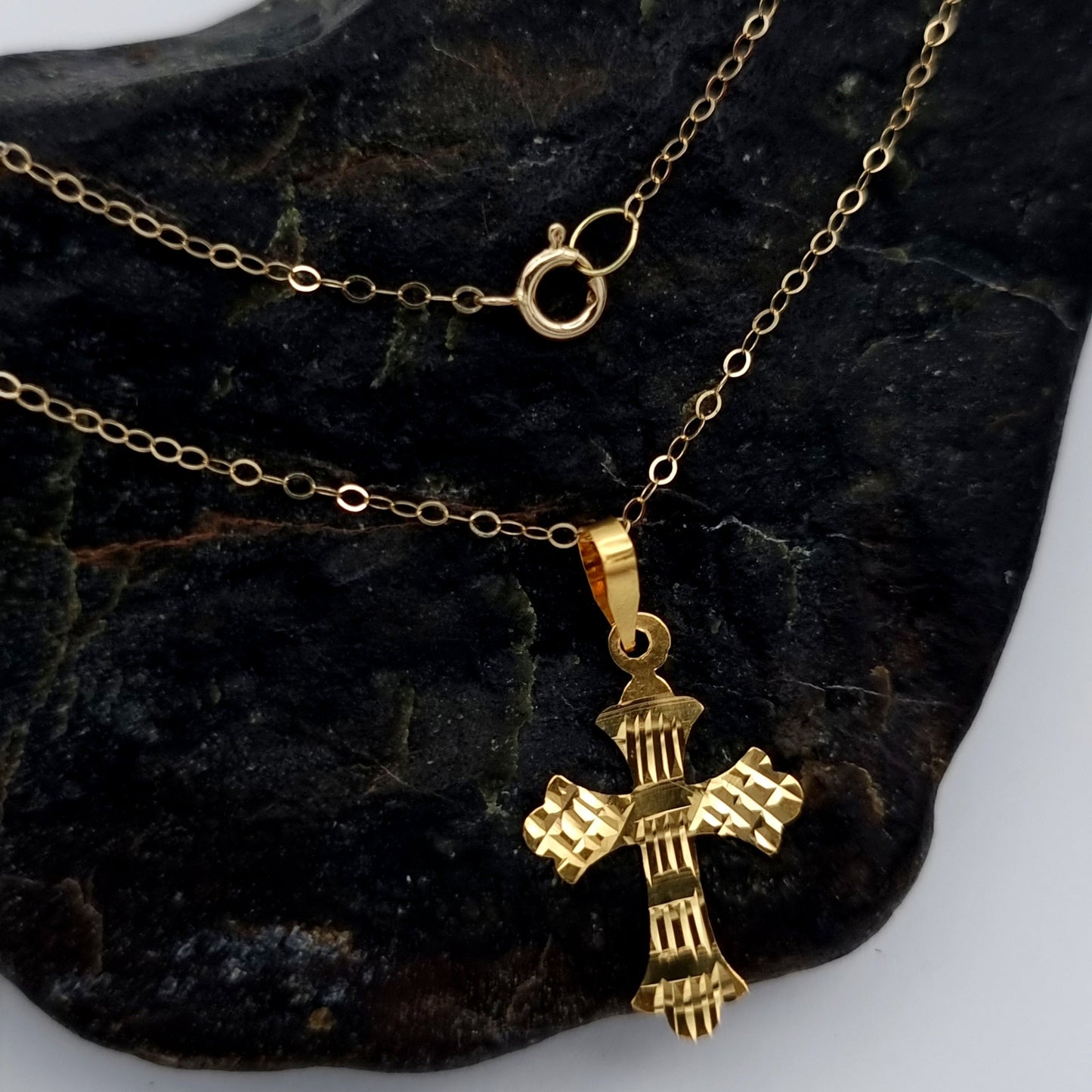 18K Pure Gold Cross Necklace