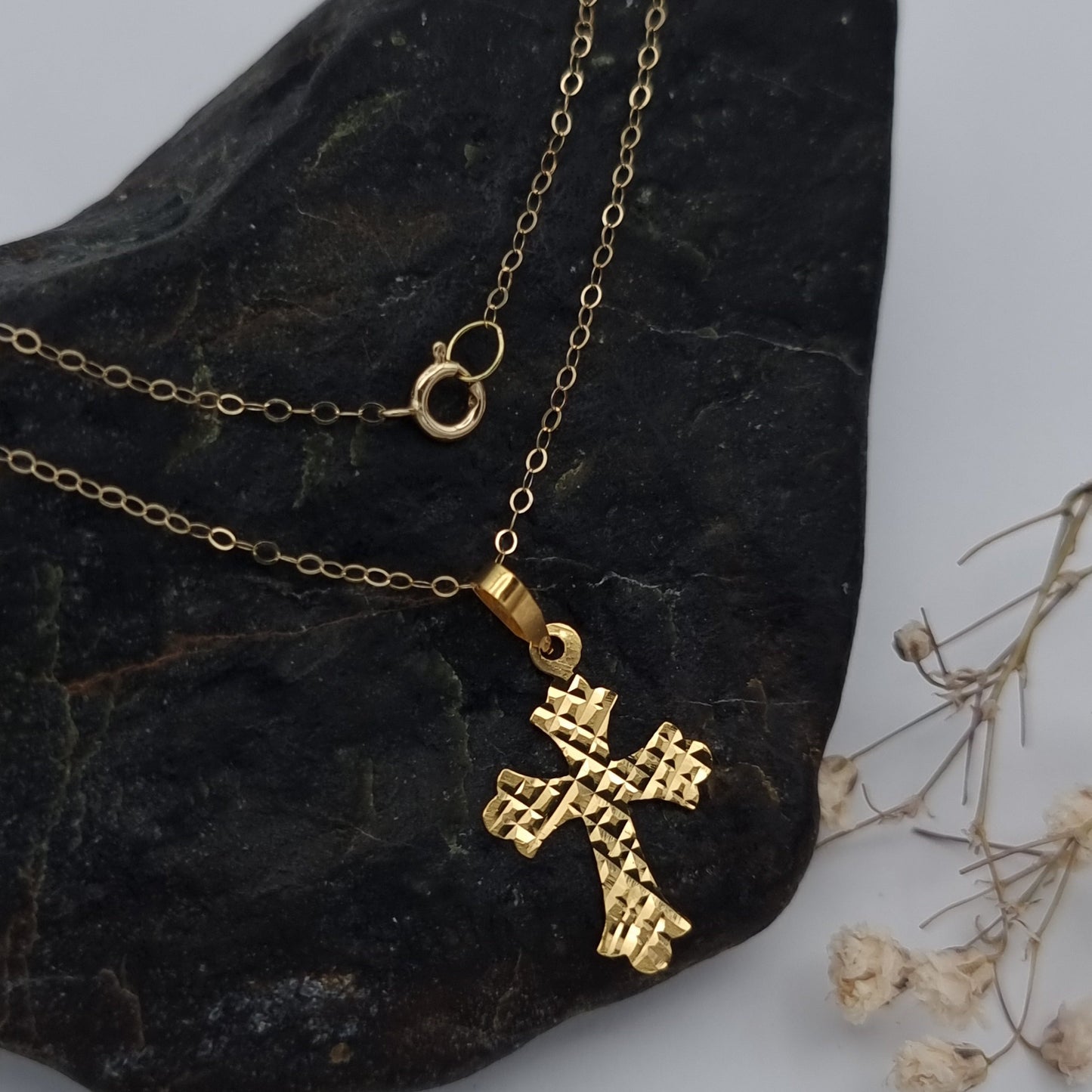 18K Pure Gold Cross Necklace