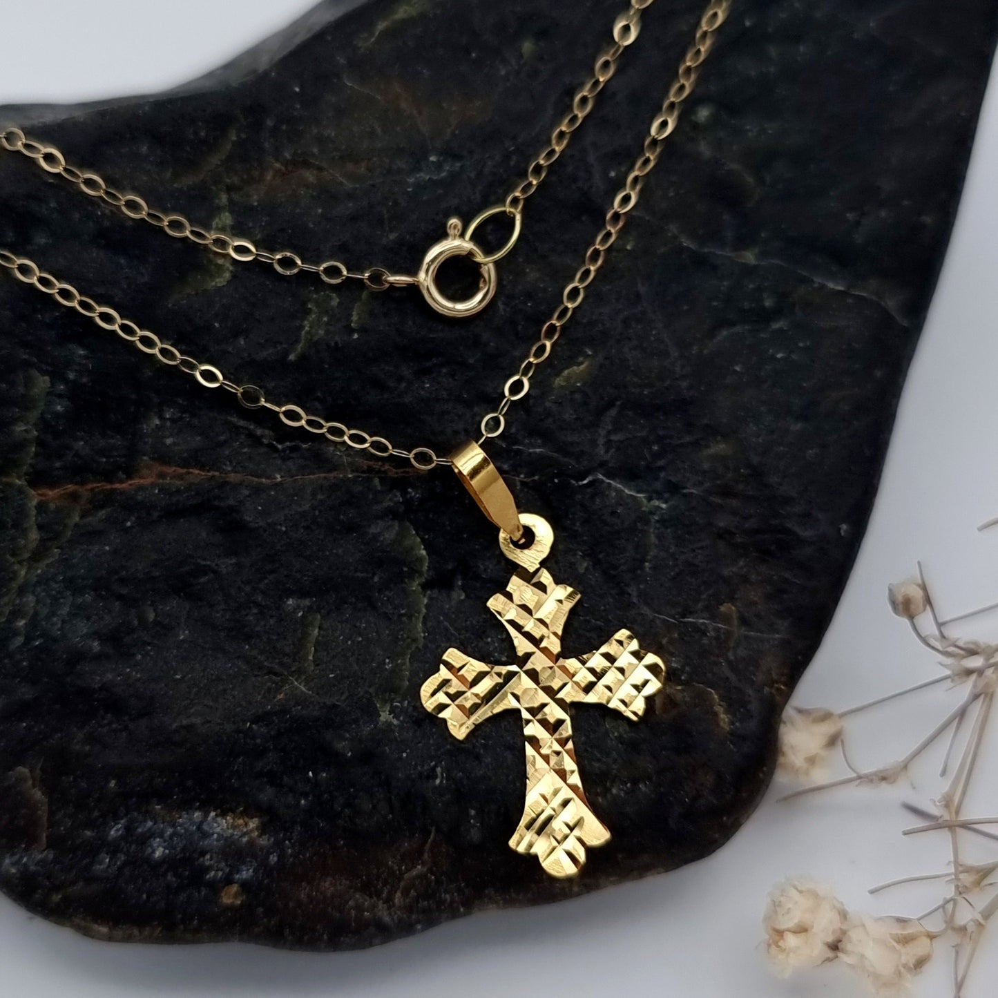 18K Pure Gold Cross Necklace