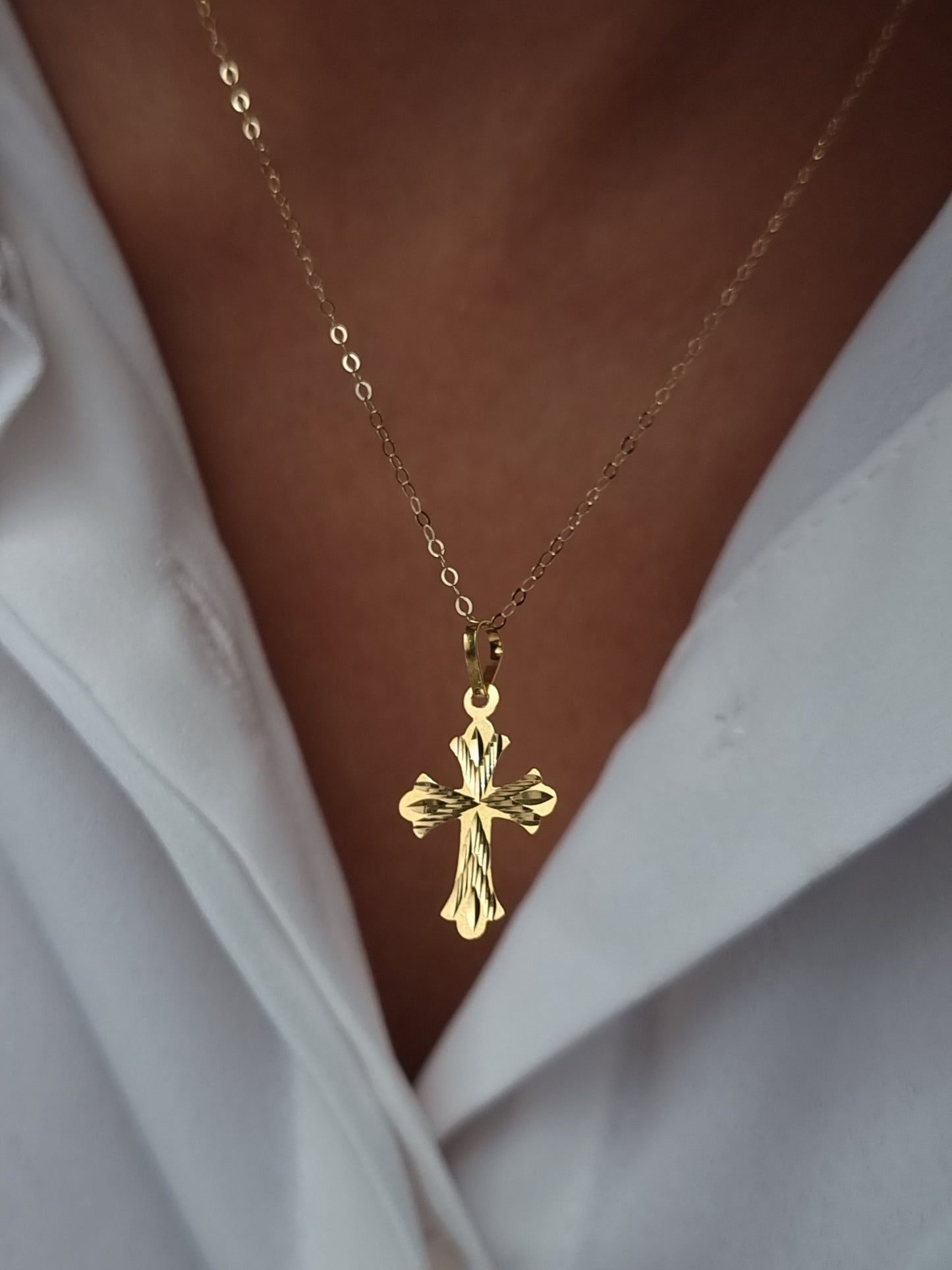 18K Pure Gold Cross Necklace