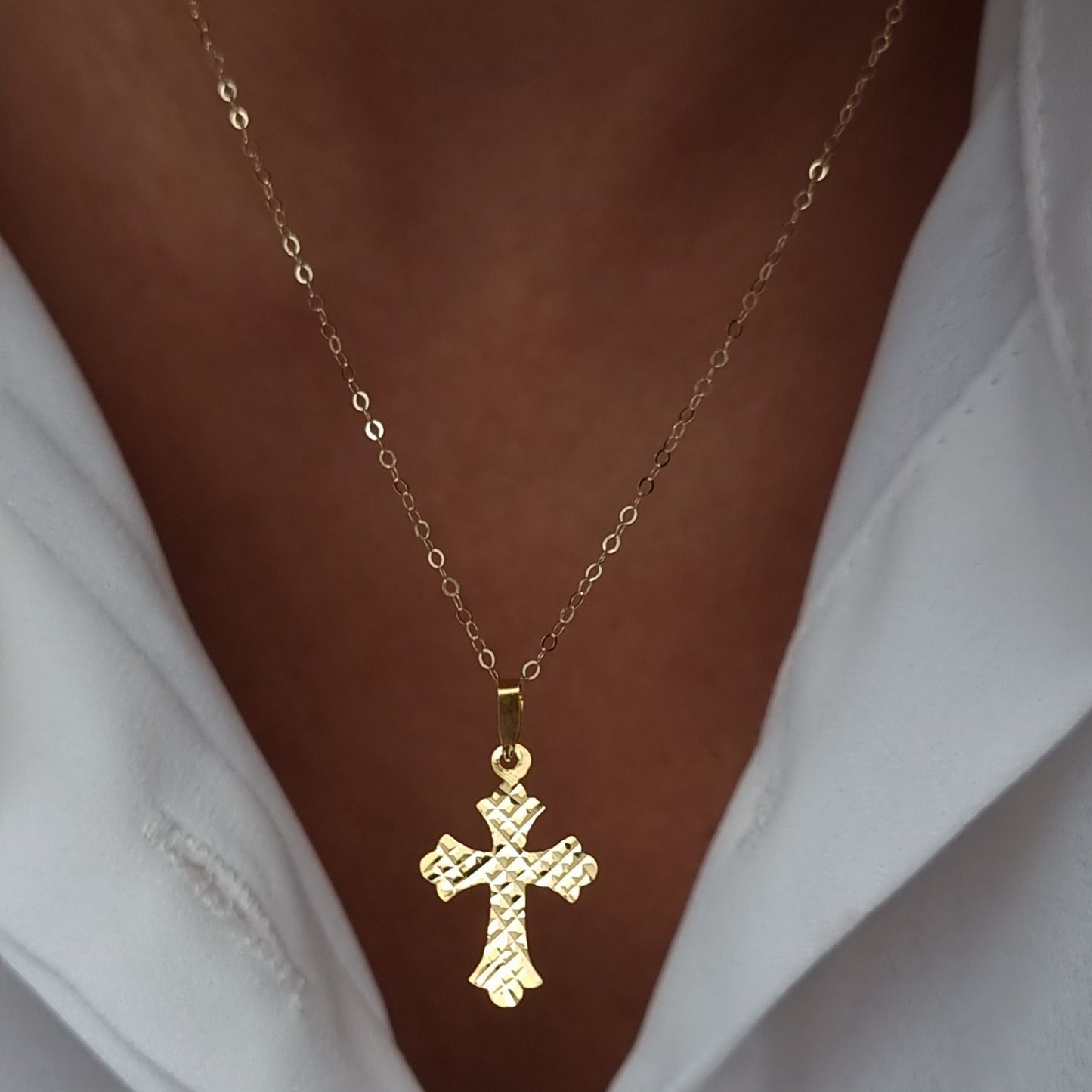 18K Pure Gold Cross Necklace