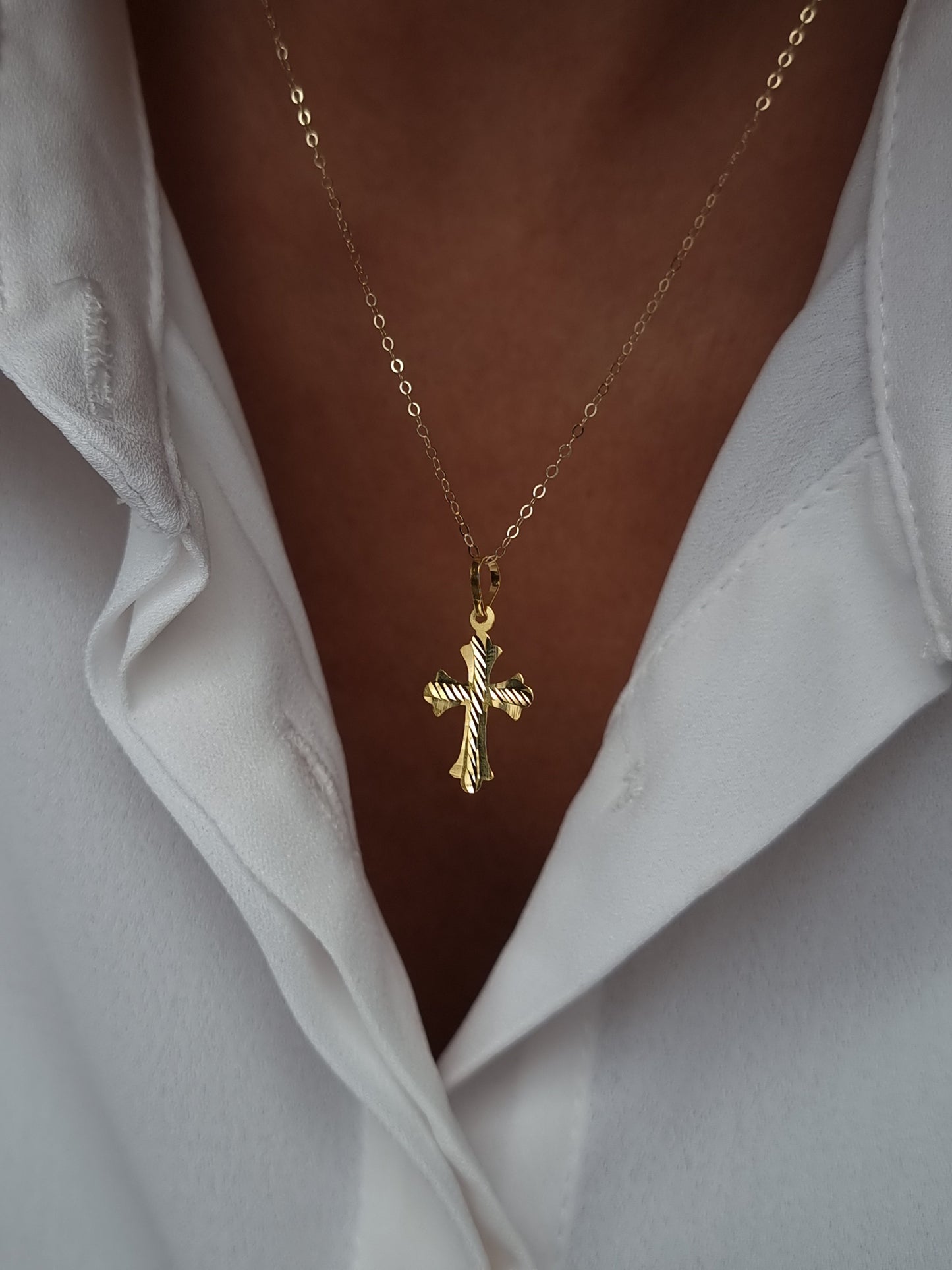 18K Pure Gold Cross Necklace