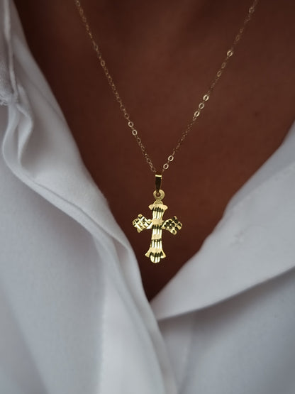 18K Pure Gold Cross Necklace