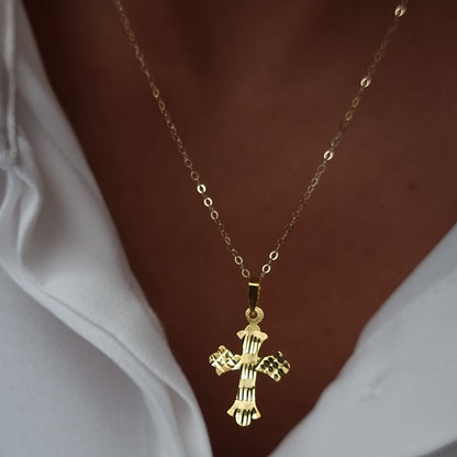 18K Pure Gold Cross Necklace