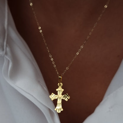 18K Pure Gold Cross Necklace
