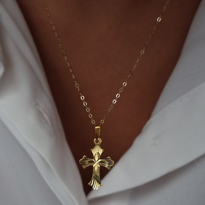 18K Pure Gold Cross Necklace