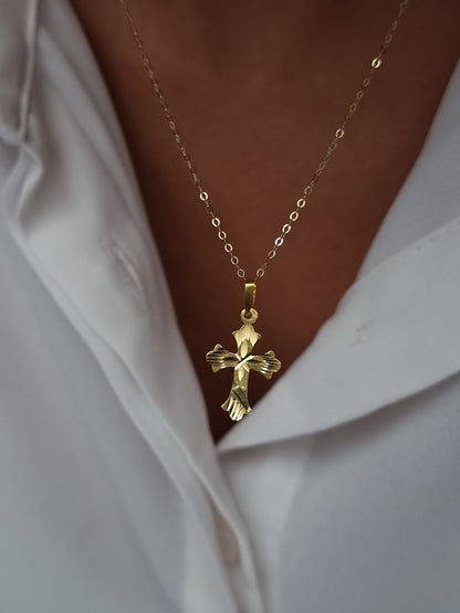 18K Pure Gold Cross Necklace