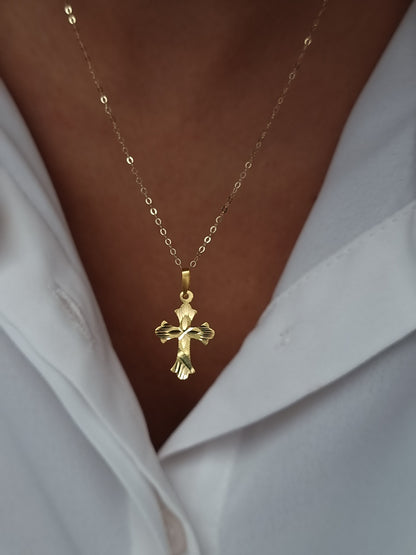 18K Pure Gold Cross Necklace