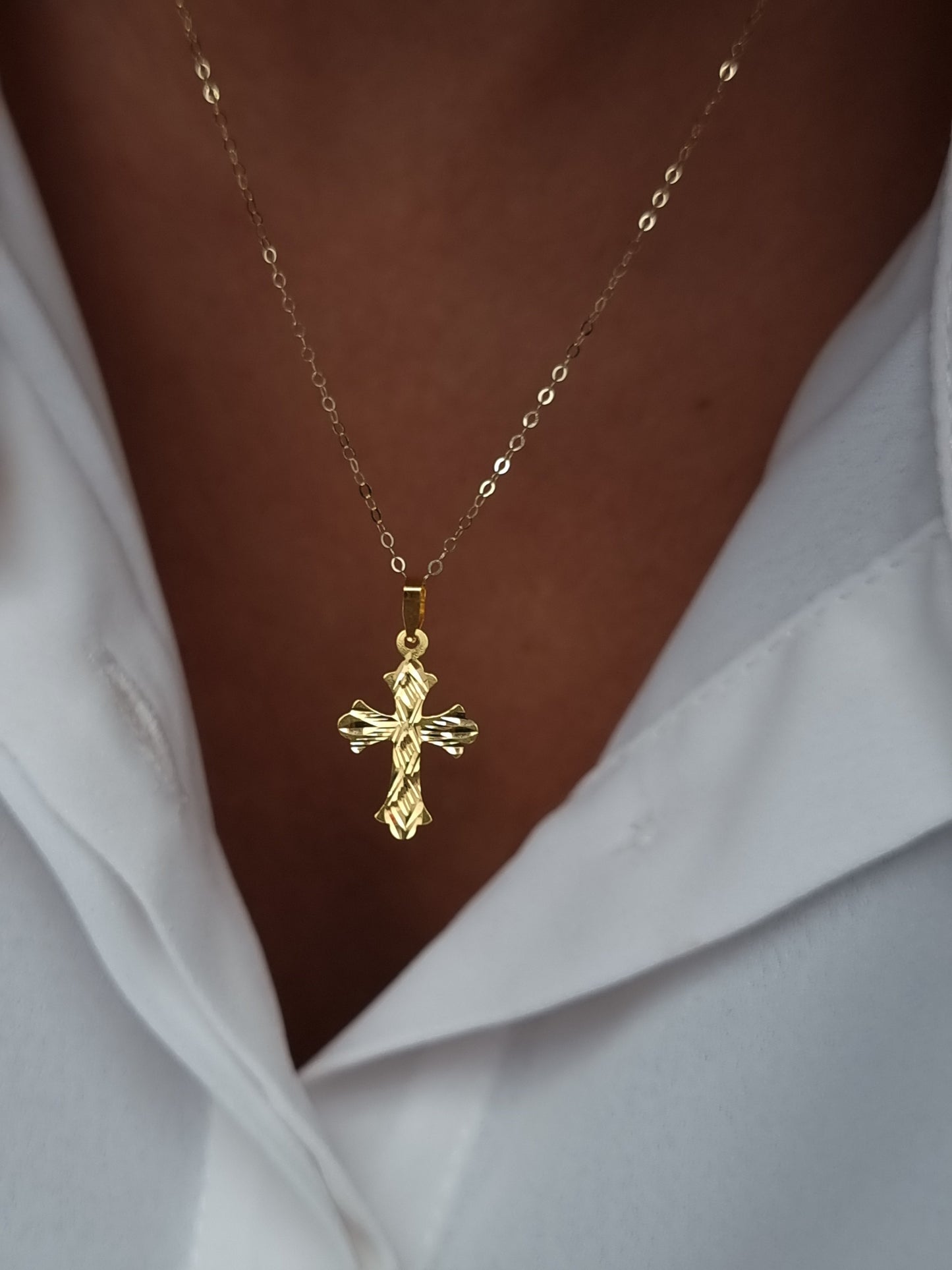18K Pure Gold Cross Necklace