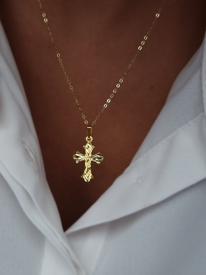 18K Pure Gold Cross Necklace