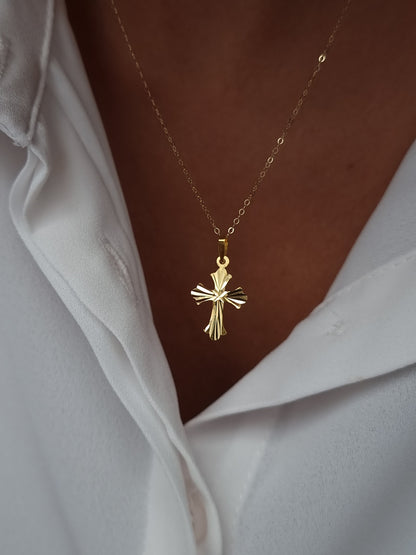 18K Pure Gold Cross Necklace