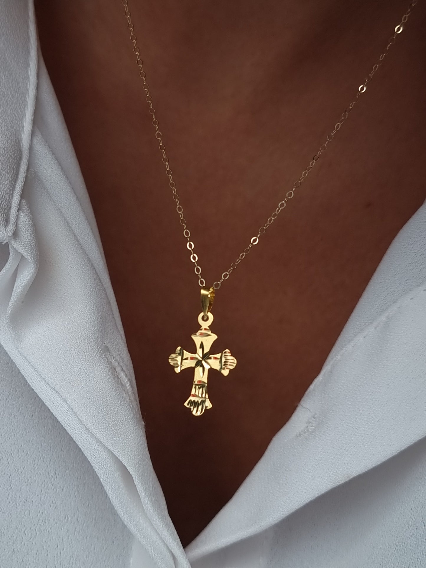 18K Pure Gold Cross Necklace
