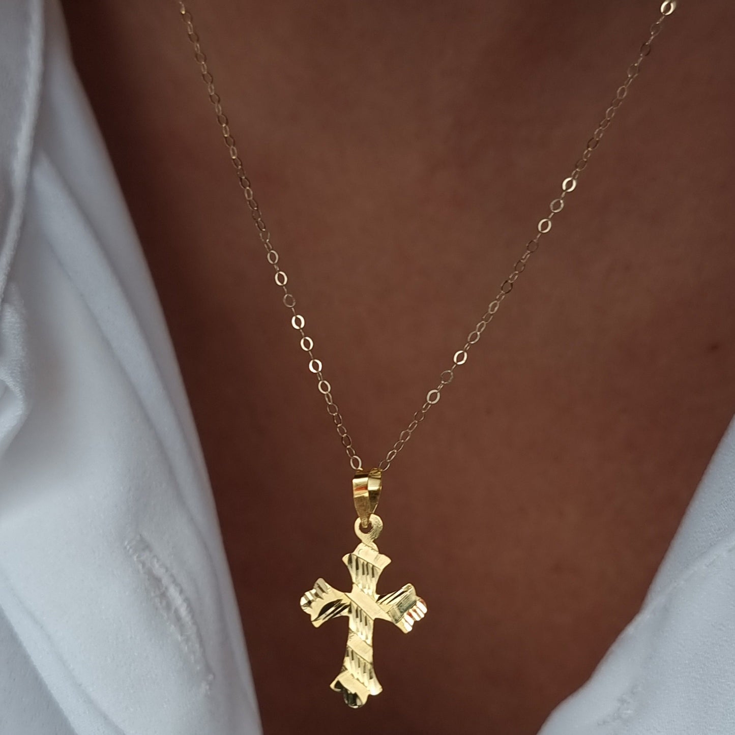 18K Pure Gold Cross Necklace