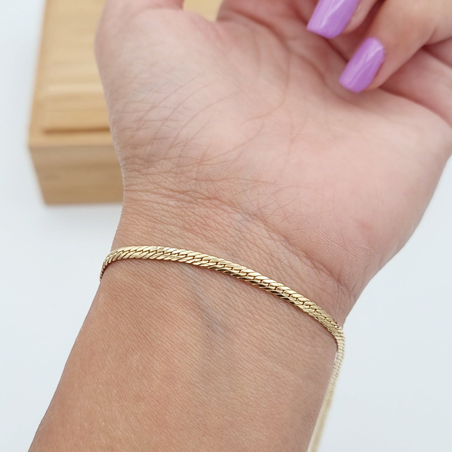 18K Pure Gold Flat Bracelet