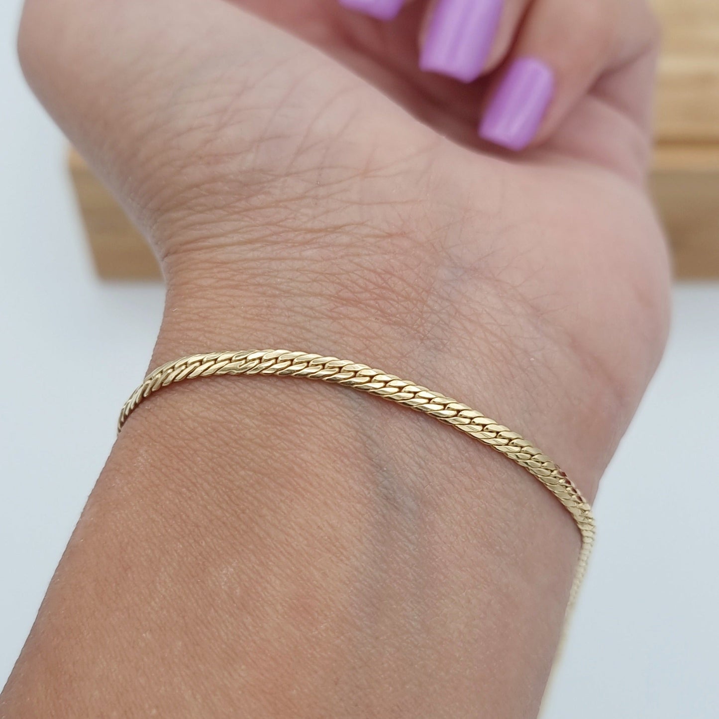 18K Pure Gold Flat Bracelet