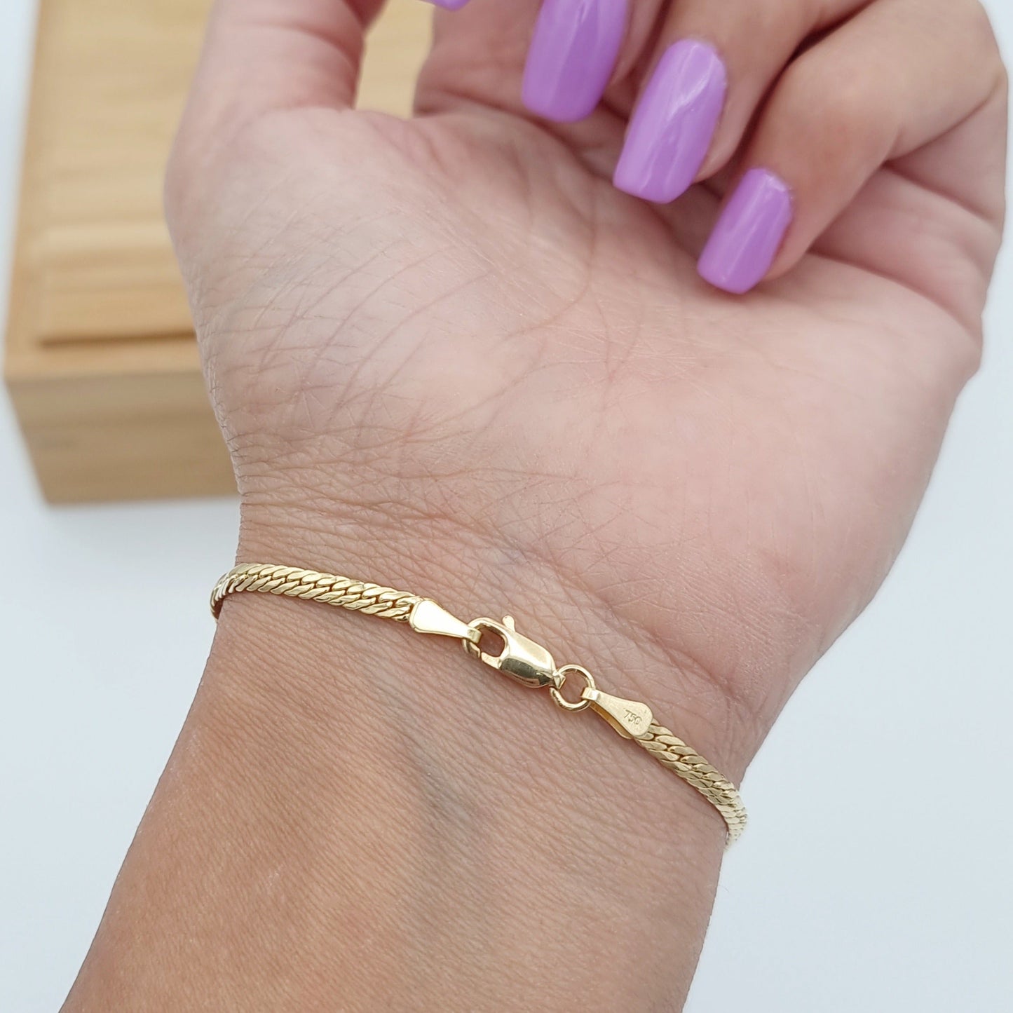 18K Pure Gold Flat Bracelet