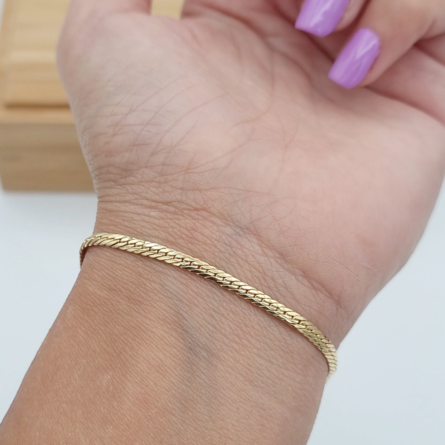 18K Pure Gold Flat Bracelet