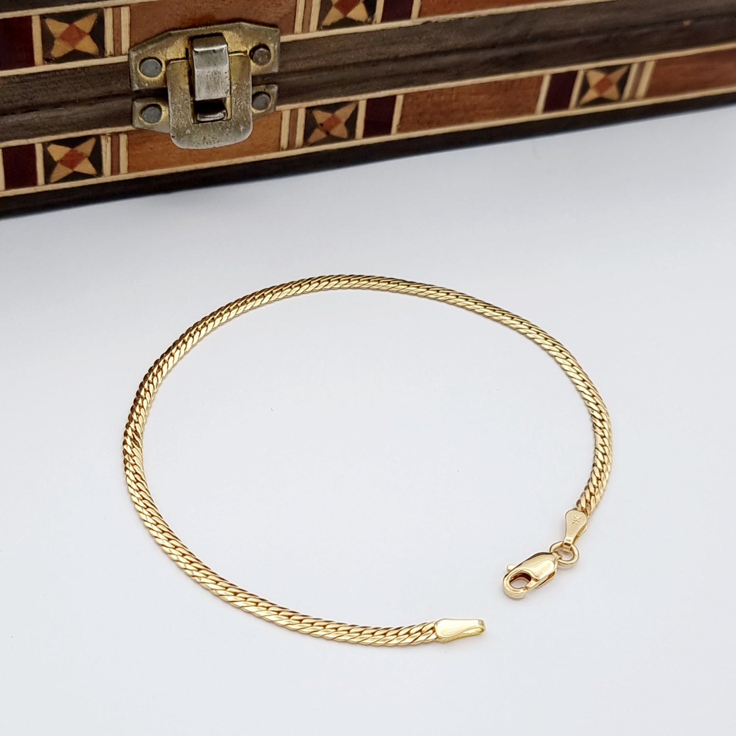 18K Pure Gold Flat Bracelet