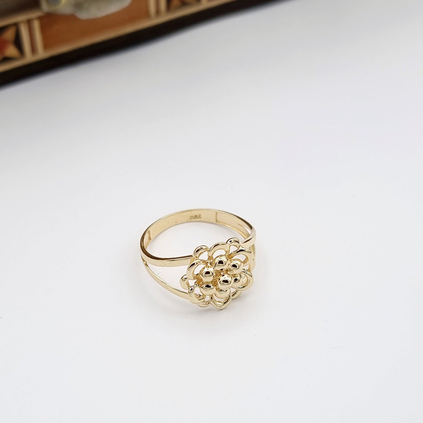 18K Pure Gold Fine Flower Ring