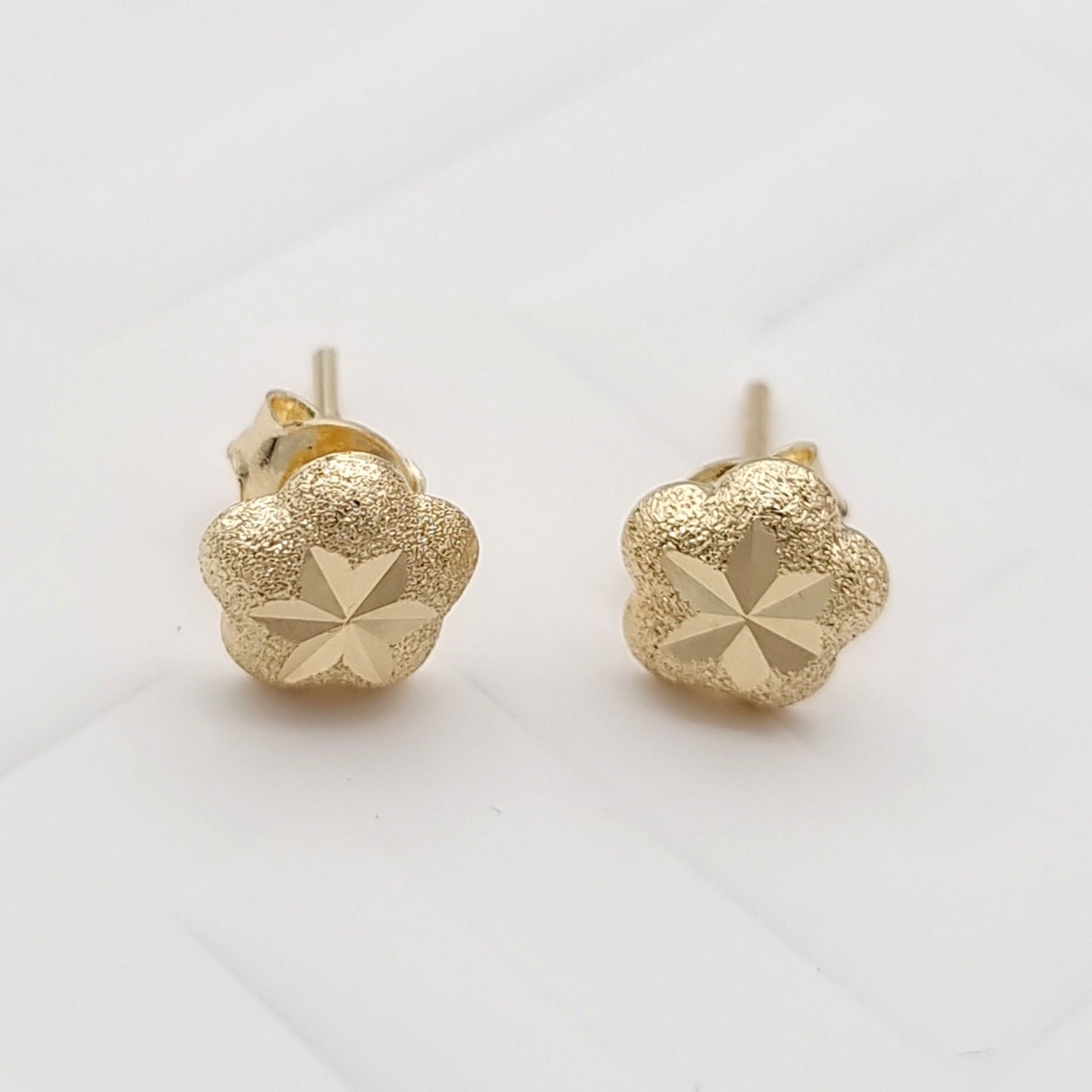 18K Pure Gold Star Stud Earring Set