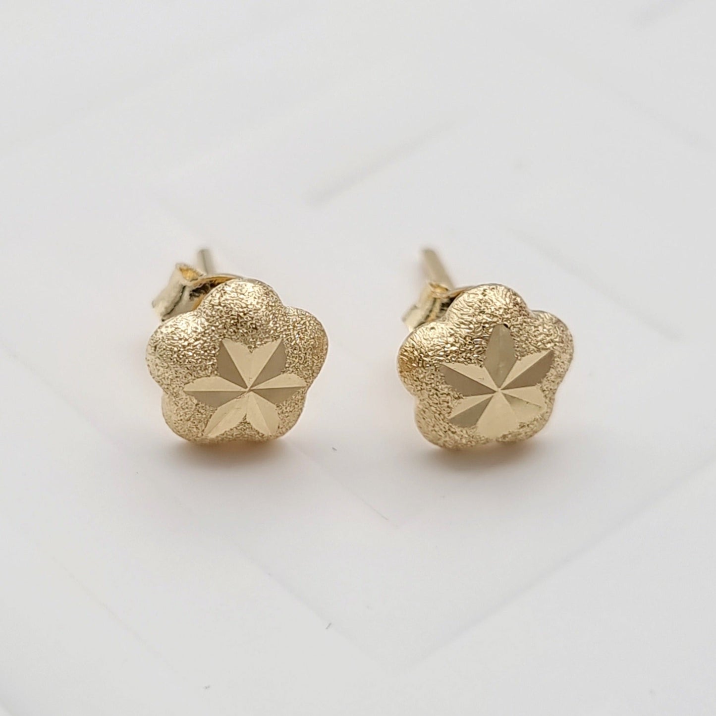 18K Pure Gold Star Stud Earring Set