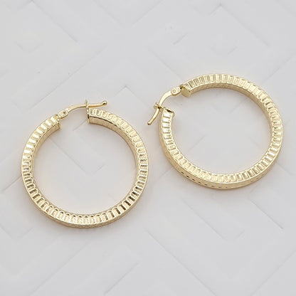18K Pure Gold Lined Round Hoop Earring Set